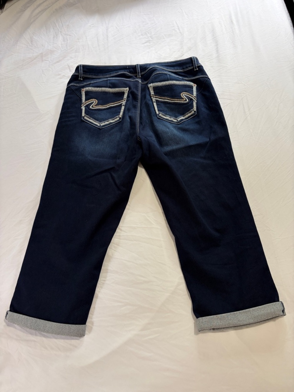 Cato Dark Indigo Denim Capris with Cuffed Hem - Picture 5 of 5